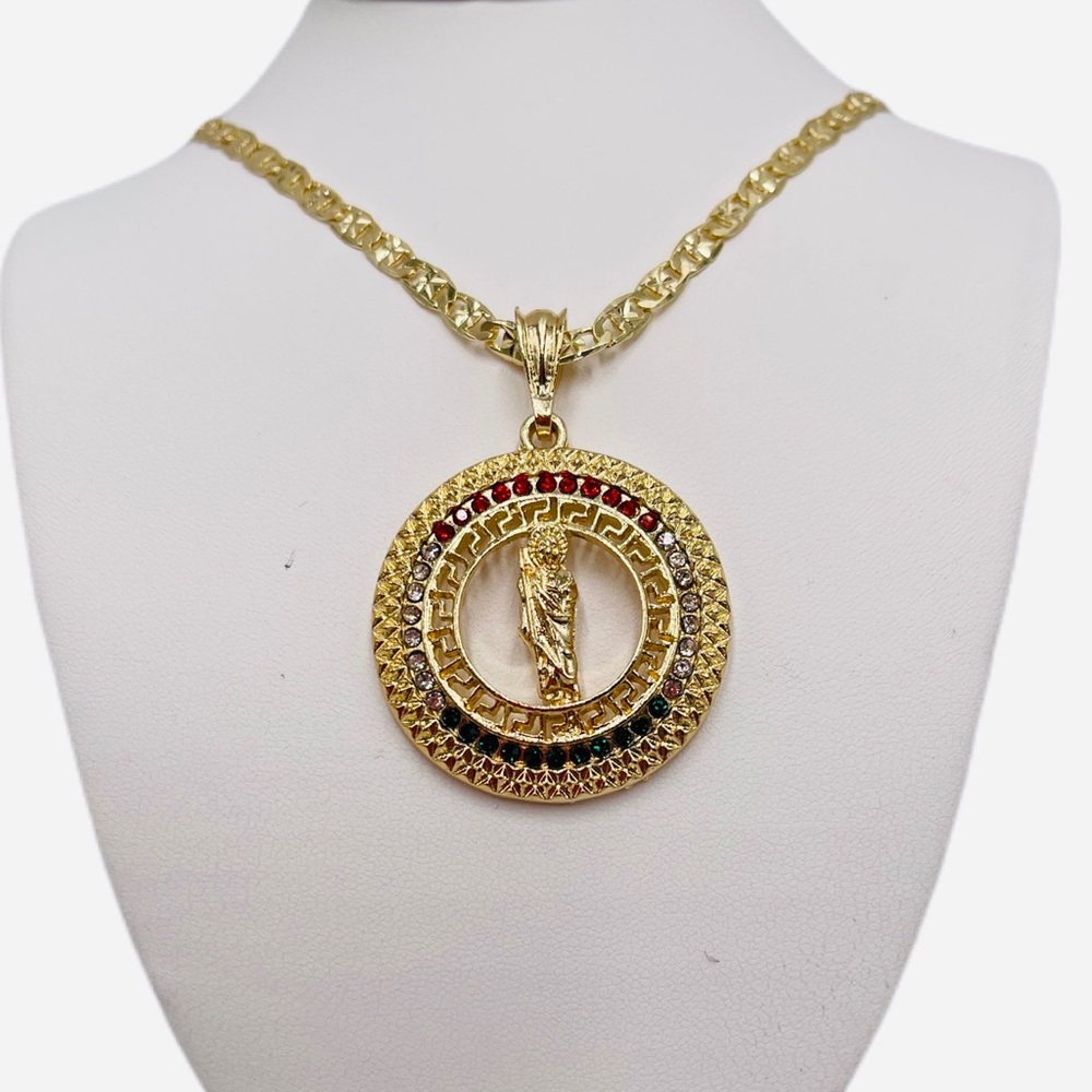 Saint Jude Medal and Chain gold plated 14k